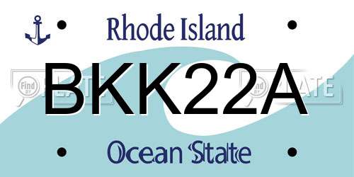 BKK22A Rhode Island License Plate