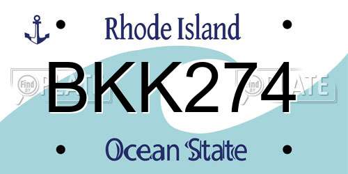 BKK274 Rhode Island License Plate