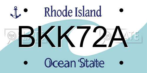 BKK72A Rhode Island License Plate
