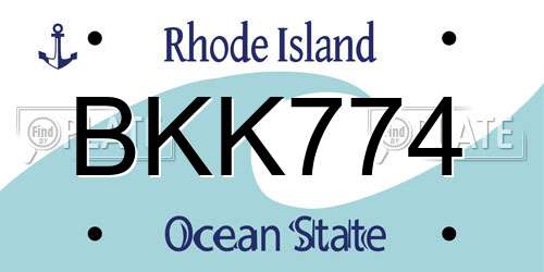 BKK774 Rhode Island License Plate