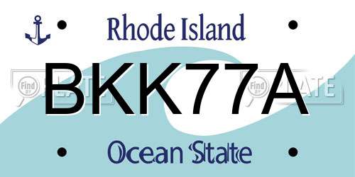 BKK77A Rhode Island License Plate