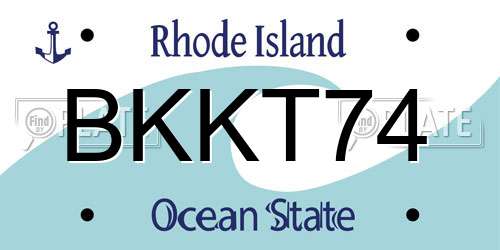BKKT74 Rhode Island License Plate