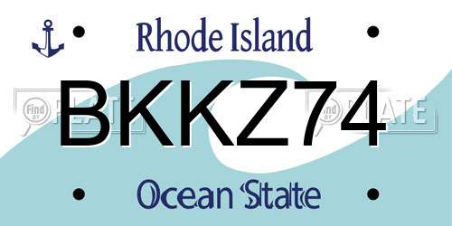 BKKZ74 Rhode Island License Plate