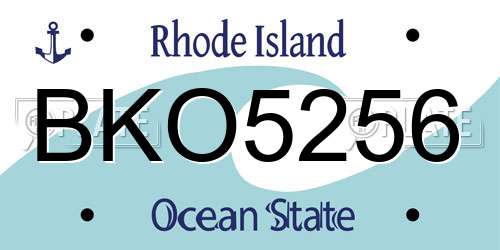BKO5256 Rhode Island License Plate
