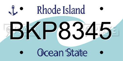 BKP8345 Rhode Island License Plate