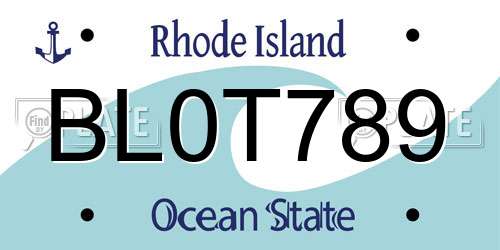 BL0T789 Rhode Island License Plate
