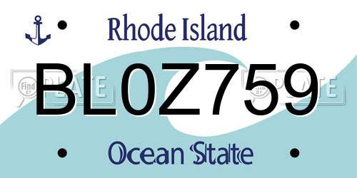 BL0Z759 Rhode Island License Plate