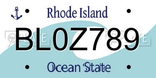 BL0Z789 Rhode Island License Plate