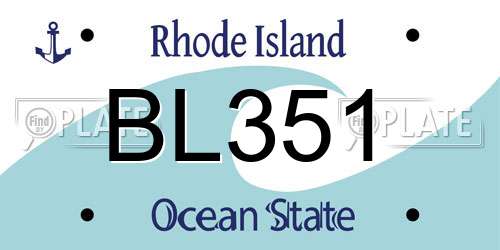 BL351 Rhode Island License Plate