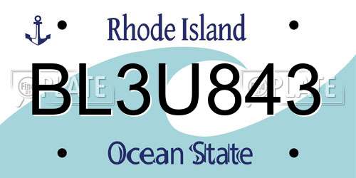 BL3U843 Rhode Island License Plate