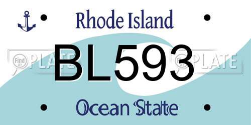 BL593 Rhode Island License Plate