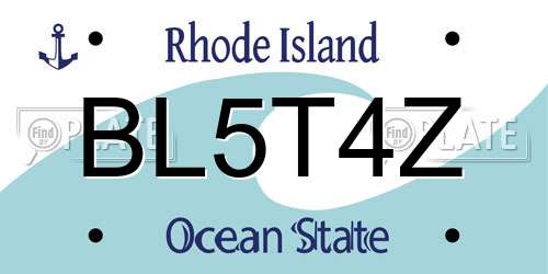 BL5T4Z Rhode Island License Plate