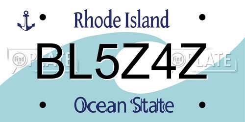 BL5Z4Z Rhode Island License Plate