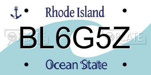 BL6G5Z Rhode Island License Plate