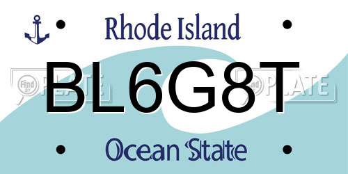 BL6G8T Rhode Island License Plate