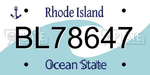 BL78647 Rhode Island License Plate