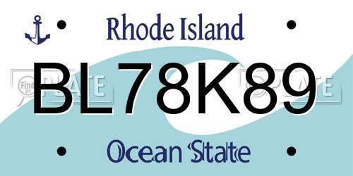 BL78K89 Rhode Island License Plate