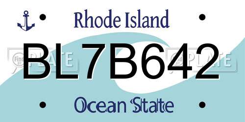 BL7B642 Rhode Island License Plate