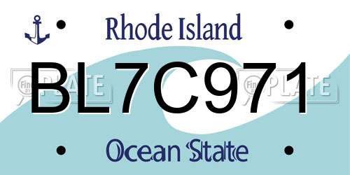 BL7C971 Rhode Island License Plate