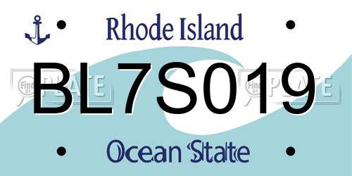 BL7S019 Rhode Island License Plate