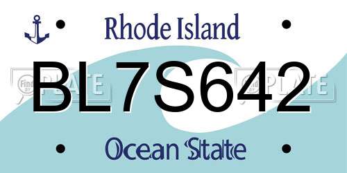 BL7S642 Rhode Island License Plate