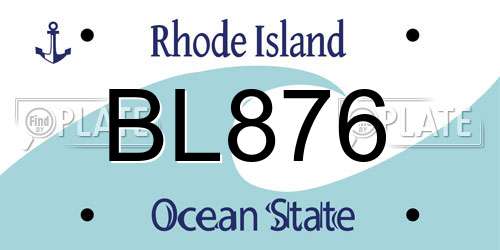 BL876 Rhode Island License Plate