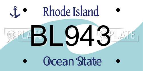 BL943 Rhode Island License Plate