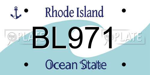 BL971 Rhode Island License Plate