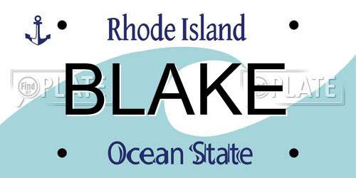 BLAKE Rhode Island License Plate