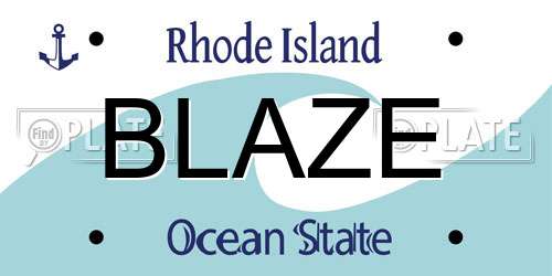 BLAZE Rhode Island License Plate