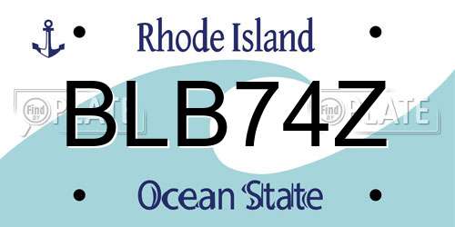 BLB74Z Rhode Island License Plate