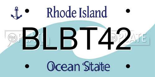 BLBT42 Rhode Island License Plate