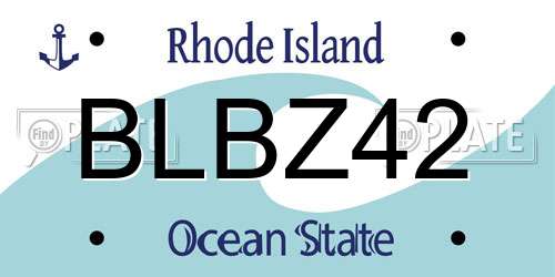 BLBZ42 Rhode Island License Plate