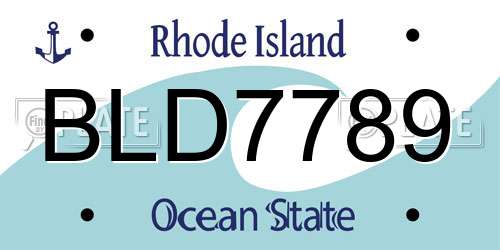 BLD7789 Rhode Island License Plate