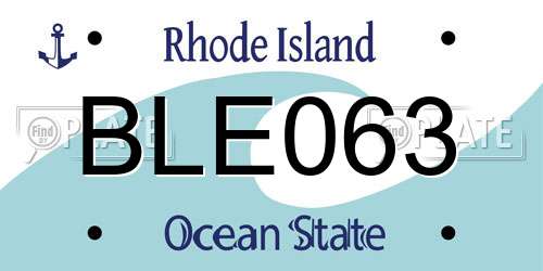 BLE063 Rhode Island License Plate