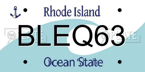 BLEQ63 Rhode Island License Plate