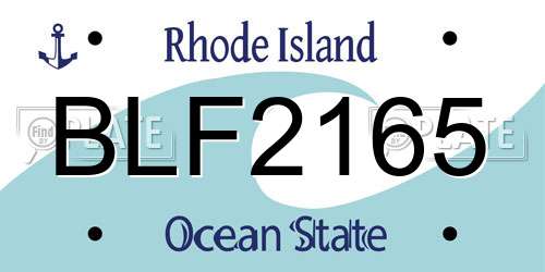 BLF2165 Rhode Island License Plate