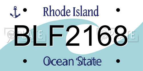 BLF2168 Rhode Island License Plate