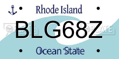 BLG68Z Rhode Island License Plate