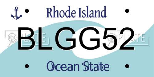 BLGG52 Rhode Island License Plate