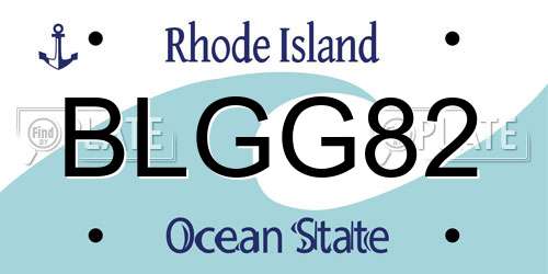 BLGG82 Rhode Island License Plate