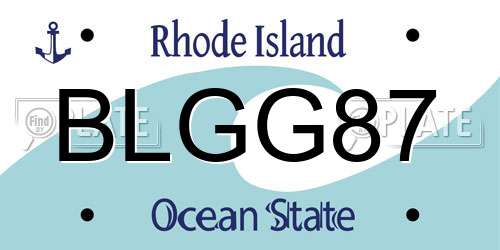 BLGG87 Rhode Island License Plate