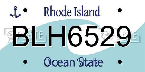 BLH6529 Rhode Island License Plate