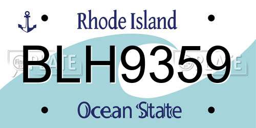 BLH9359 Rhode Island License Plate