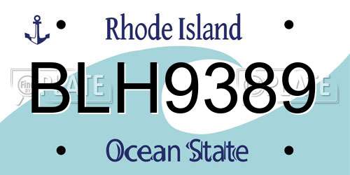 BLH9389 Rhode Island License Plate