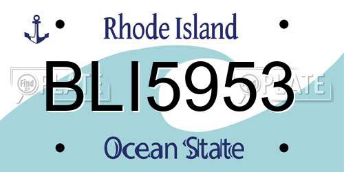 BLI5953 Rhode Island License Plate