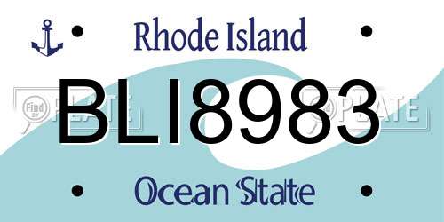 BLI8983 Rhode Island License Plate