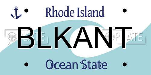 BLKANT Rhode Island License Plate