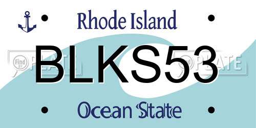 BLKS53 Rhode Island License Plate