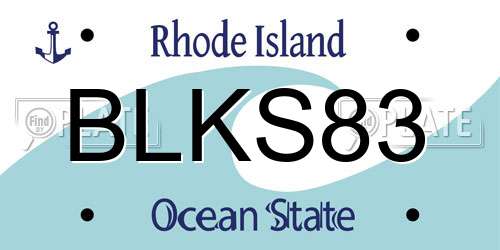 BLKS83 Rhode Island License Plate